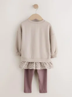 Next Long Sleeve Top and Leggings Set (3mths-7yrs) Neutral Tan Hot