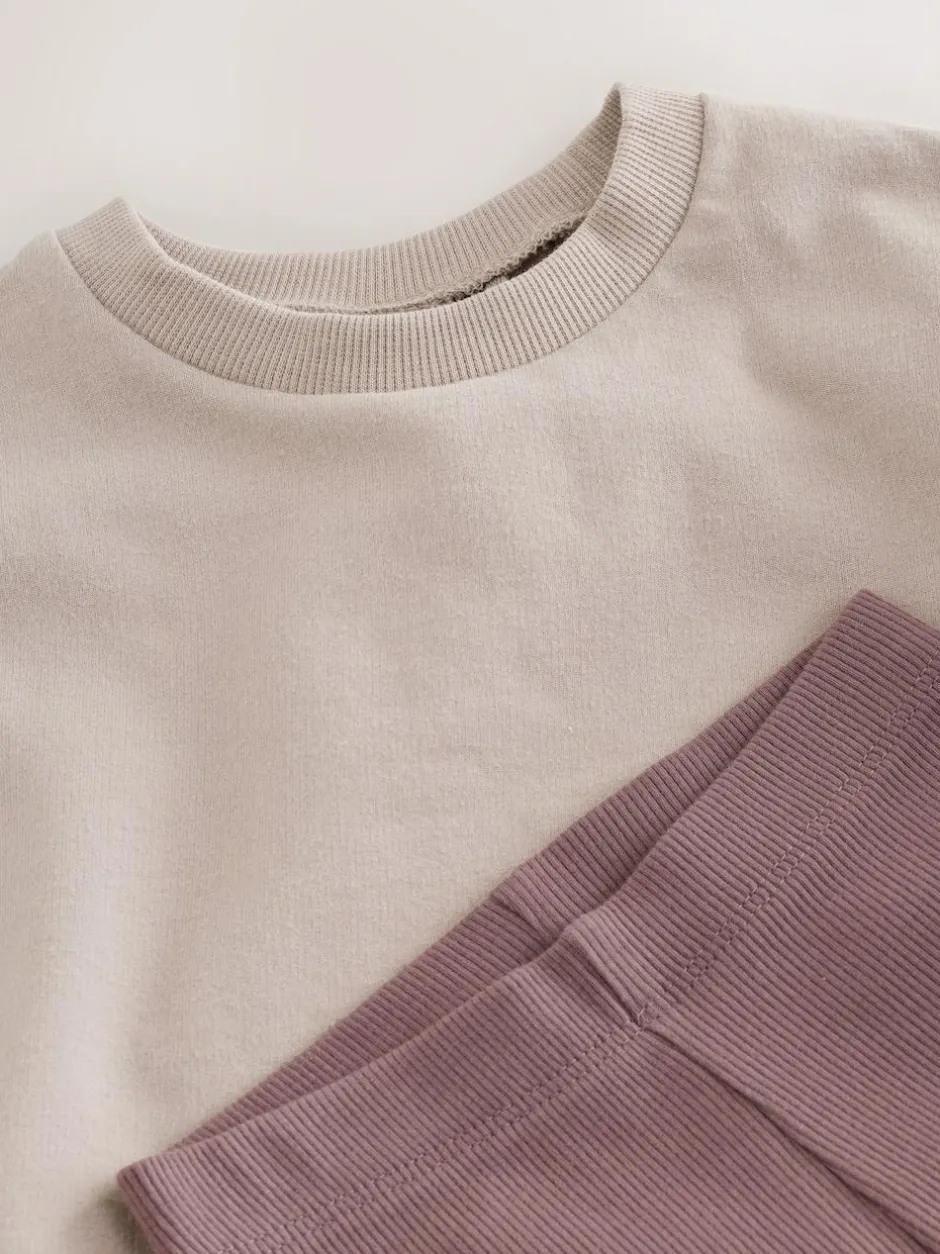 Next Long Sleeve Top and Leggings Set (3mths-7yrs) Neutral Tan Hot