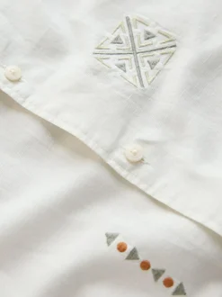Next Textured Embroidered Navajo Style Short Sleeve Shirt Neutral Best