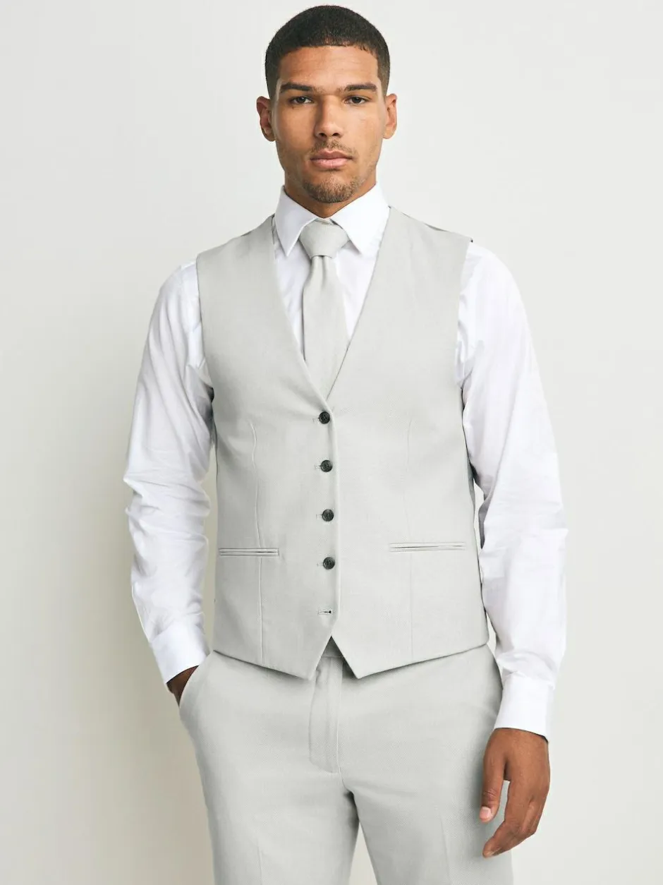 Next Neutral Textured Suit Waistcoat Clearance