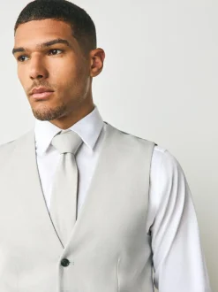 Next Neutral Textured Suit Waistcoat Clearance