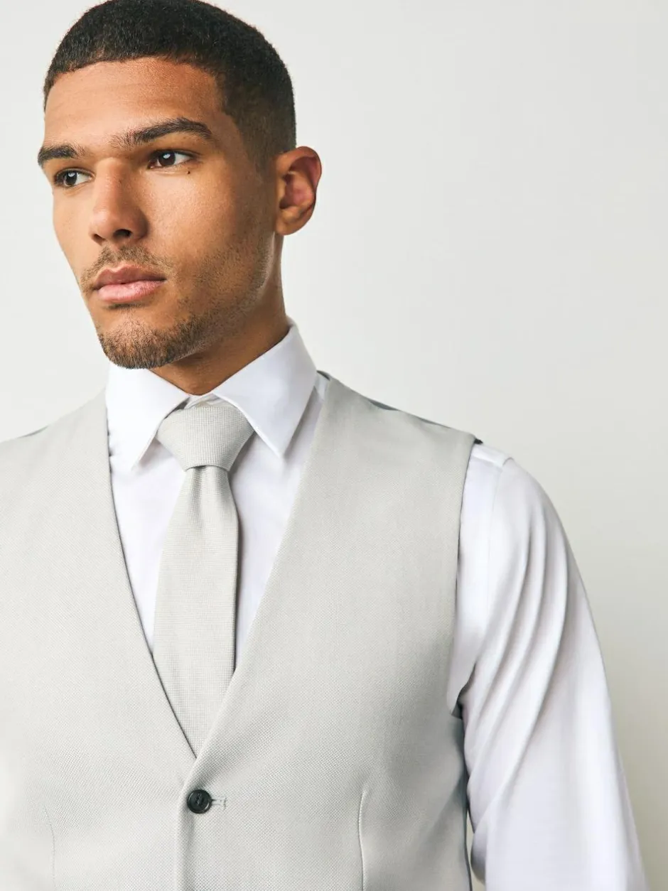Next Neutral Textured Suit Waistcoat Clearance