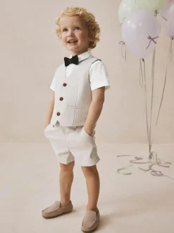 Next Neutral Waistcoat, Shirt, Shorts & Tie Set (3mths-9yrs) Sale
