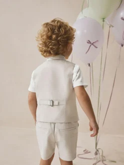 Next Neutral Waistcoat, Shirt, Shorts & Tie Set (3mths-9yrs) Sale