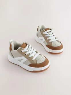 Next Wide Fit (G) Elastic Lace Trainers Neutral Clearance