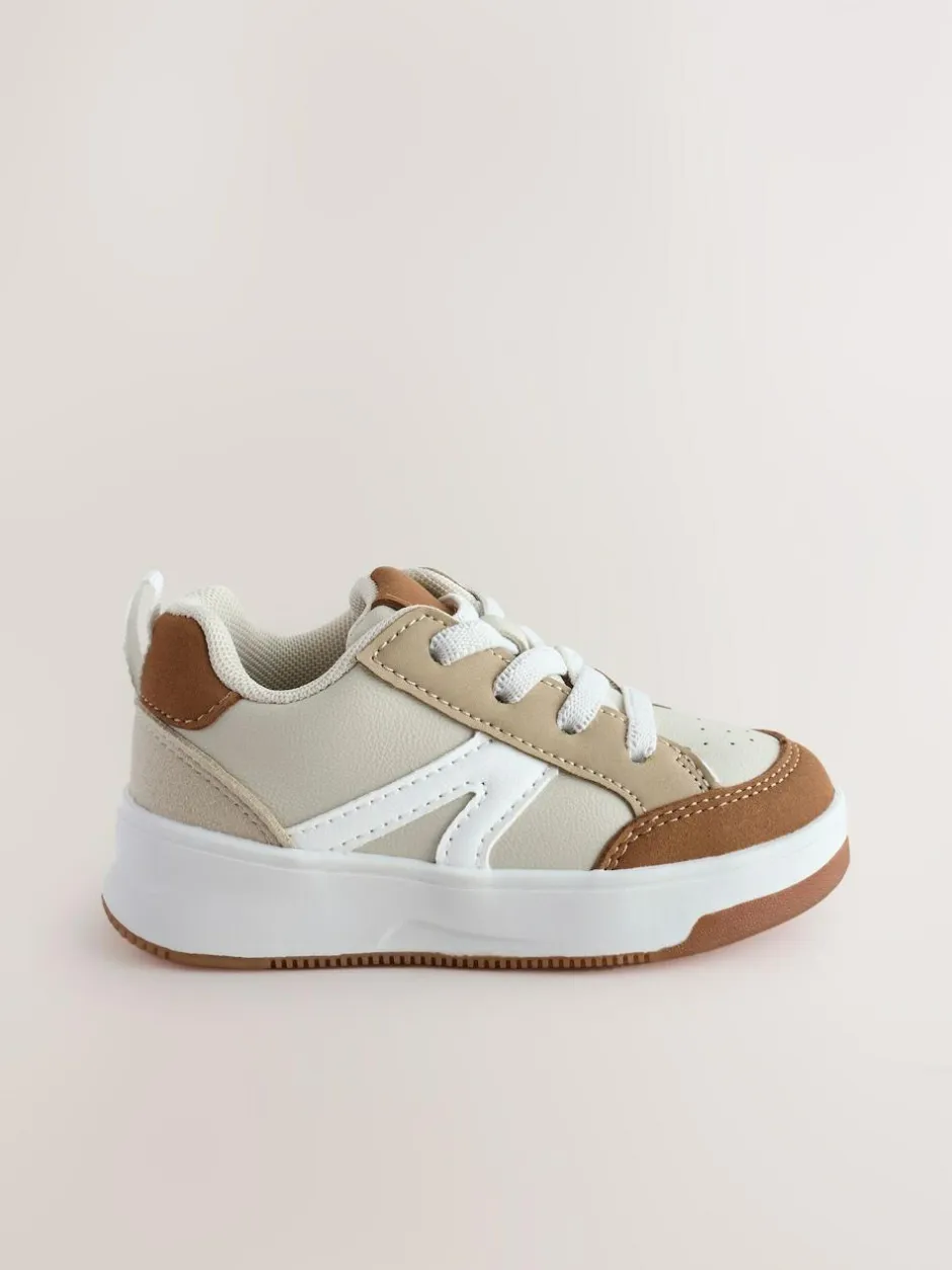 Next Wide Fit (G) Elastic Lace Trainers Neutral Clearance