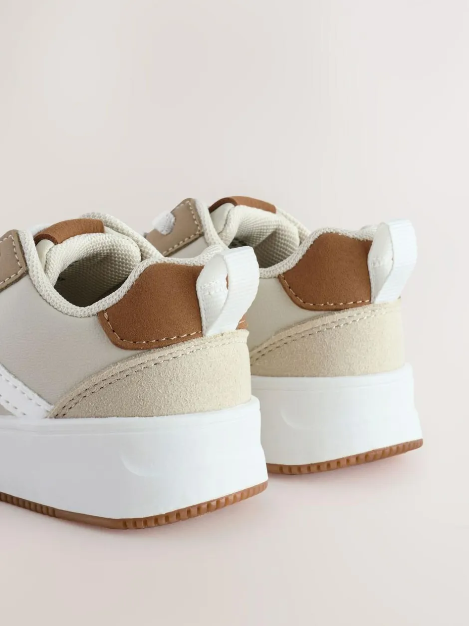 Next Wide Fit (G) Elastic Lace Trainers Neutral Clearance
