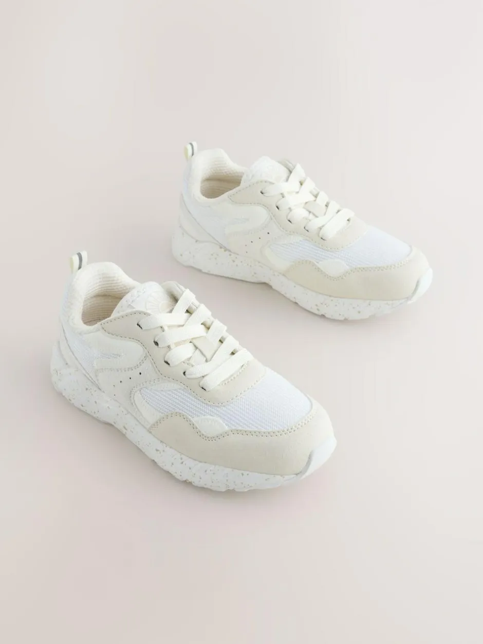 Next Wide Fit (G) Lace-Up Colourblock Trainers Neutral