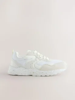 Next Wide Fit (G) Lace-Up Colourblock Trainers Neutral