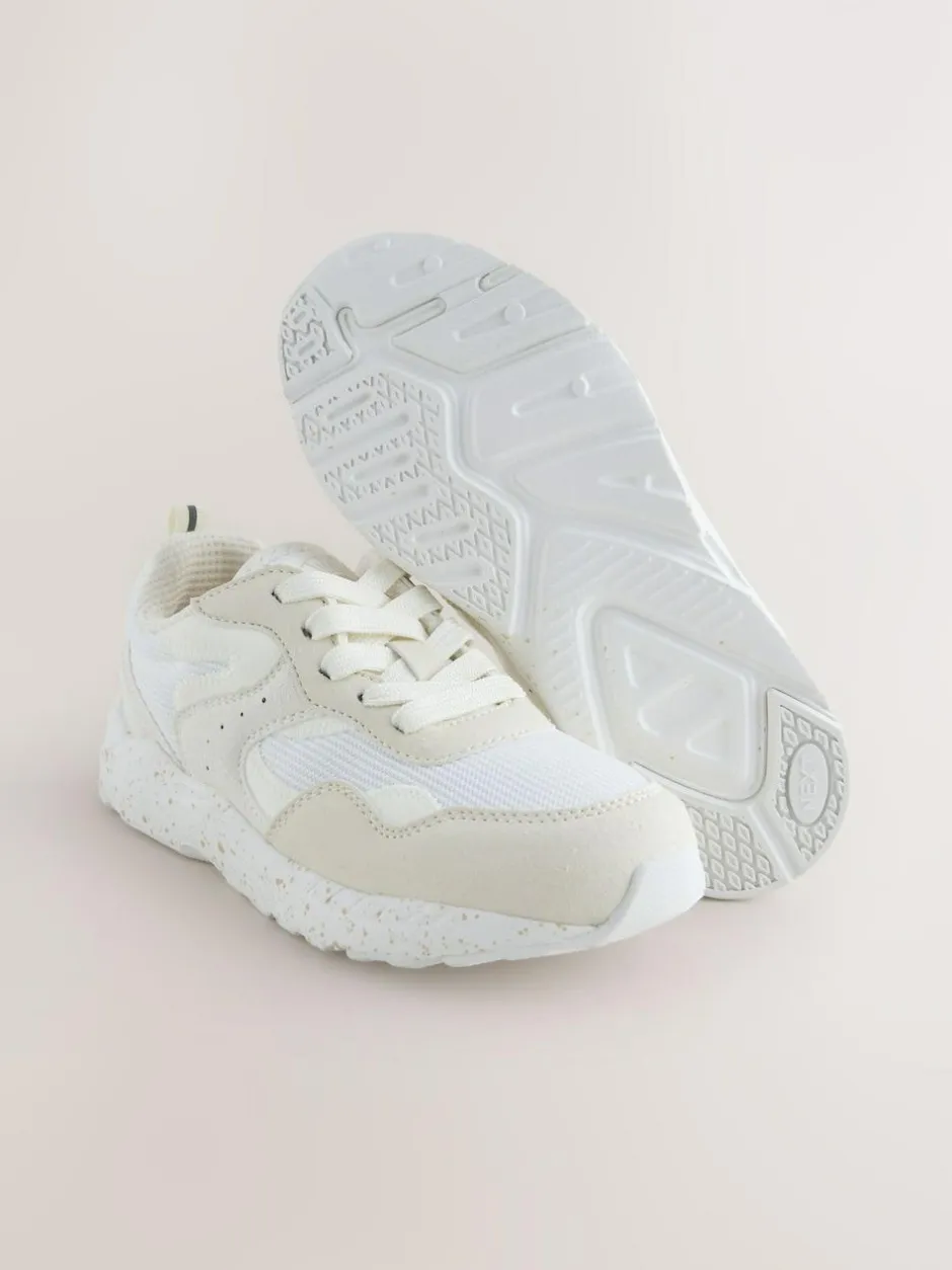 Next Wide Fit (G) Lace-Up Colourblock Trainers Neutral