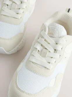 Next Wide Fit (G) Lace-Up Colourblock Trainers Neutral