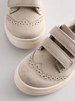 Next Wide Fit (G) Touch Fastening Brogue Shoes Neutral Discount