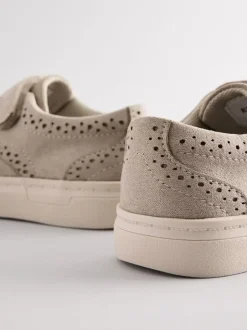 Next Wide Fit (G) Touch Fastening Brogue Shoes Neutral Discount