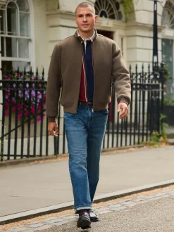 Next Neutral Wool Look Borg Lined Harrington Jacket Discount