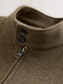Next Neutral Wool Look Borg Lined Harrington Jacket Discount