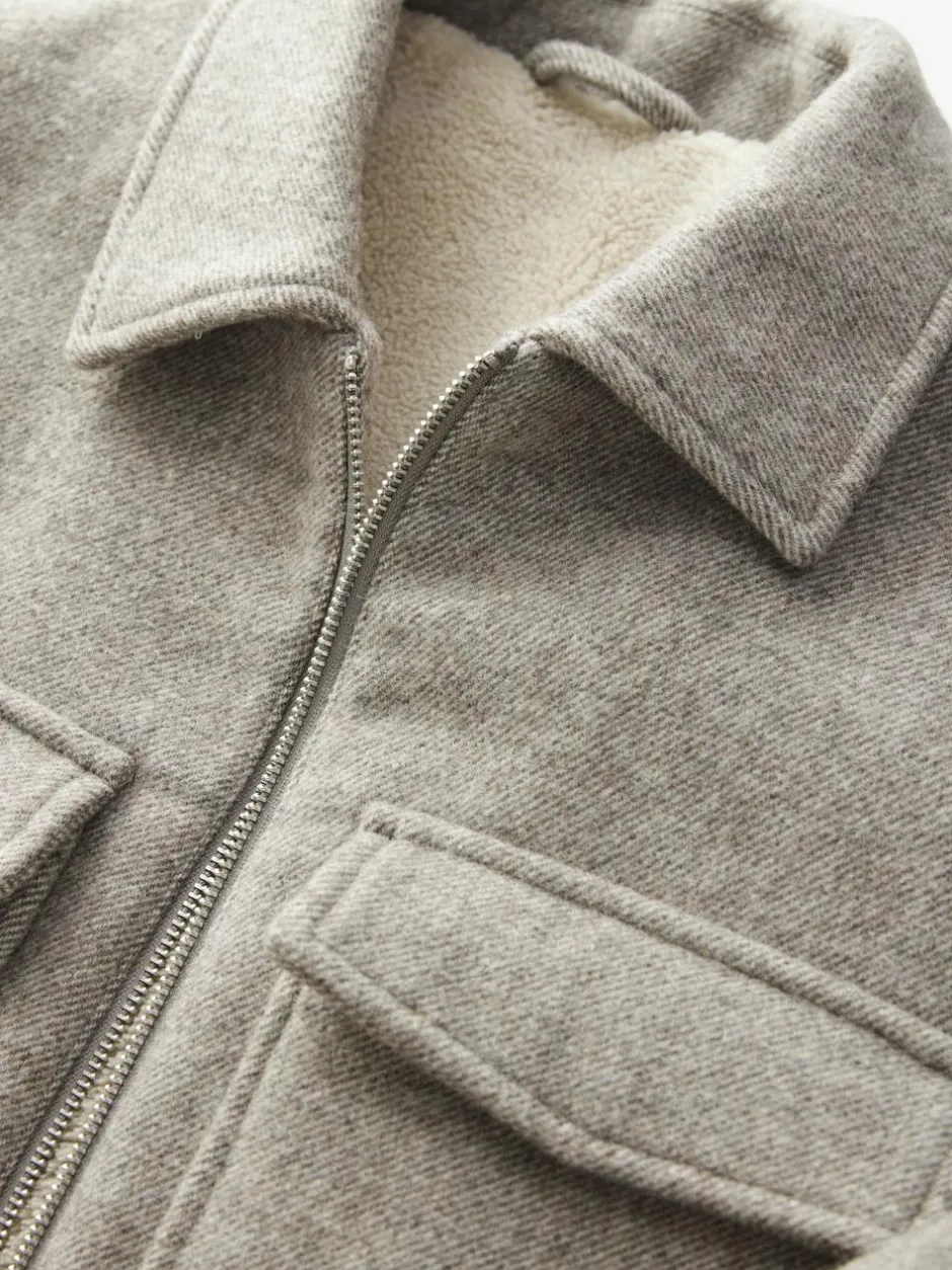 Next Neutral Wool Rich Borg Lined Shacket Hot