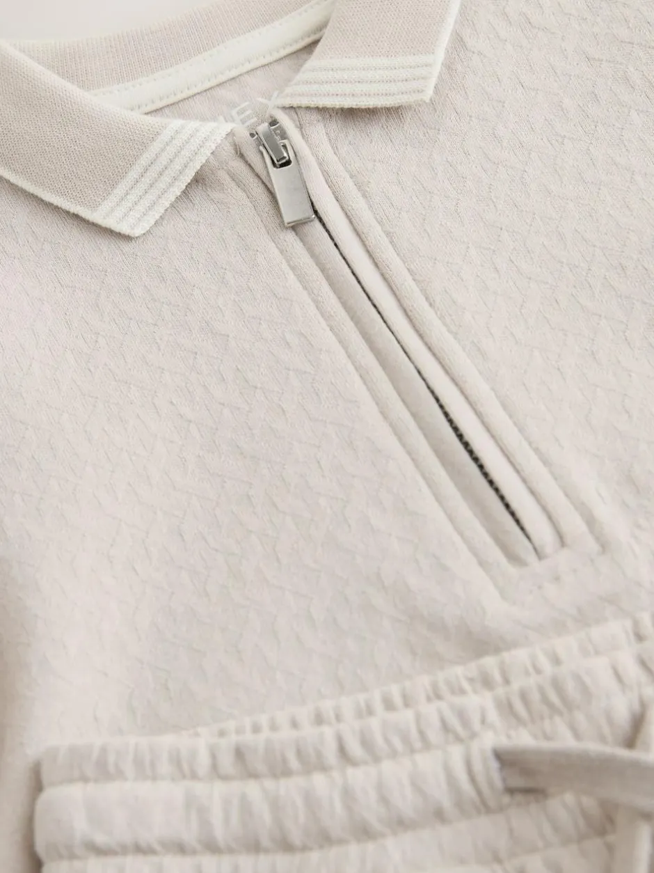 Next Neutral Zip Neck Short Sleeve Polo Shirt And Shorts Set (3mths-7yrs)