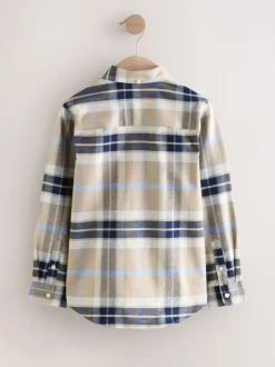 Next Neutral/Black Check Long Sleeve Oxford Check Shirt (3-16yrs) Outlet