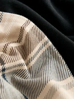 Next Short Sleeve Jersey Pyjamas Set Neutral/Black Check Clearance