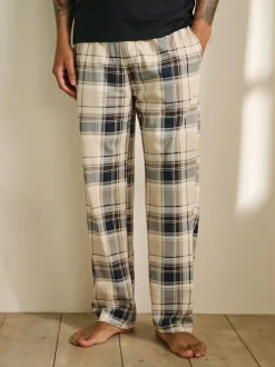 Next Short Sleeve Jersey Pyjamas Set Neutral/Black Check Clearance