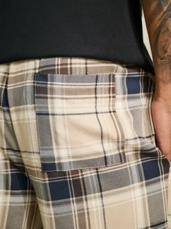 Next Short Sleeve Jersey Pyjamas Set Neutral/Black Check Clearance