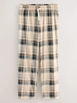 Next Short Sleeve Jersey Pyjamas Set Neutral/Black Check Clearance