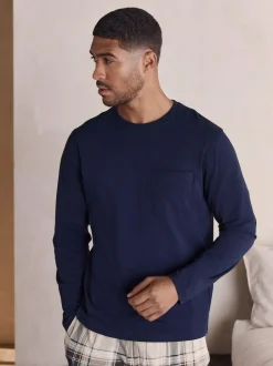 Next Neutral/Navy Check Jersey Short Sleeve Pyjamas Set 2 Pack Online