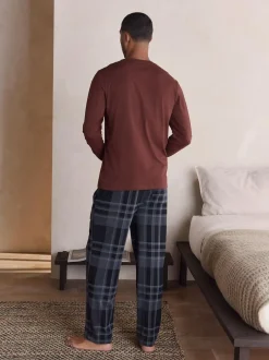 Next Neutral/Navy Check Jersey Short Sleeve Pyjamas Set 2 Pack Online