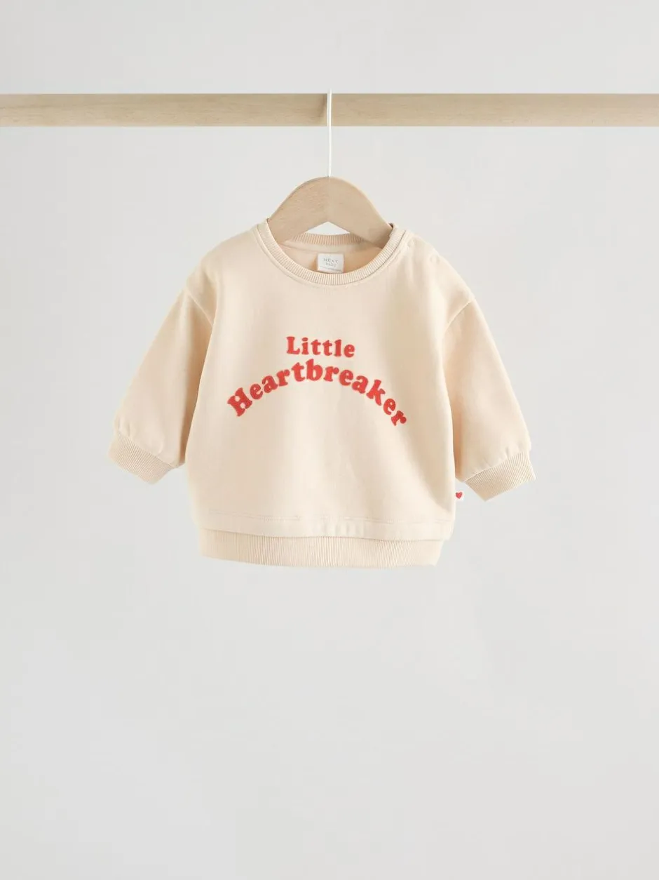 Next Neutral/Red Heartbreaker Sweatshirt and Leggings Baby Set (0mths-2yrs) Outlet
