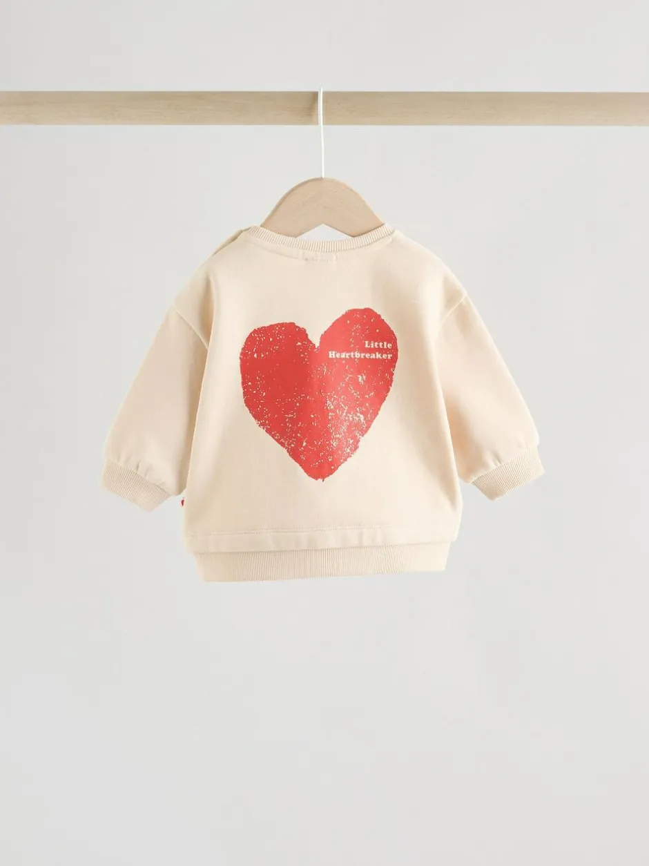 Next Neutral/Red Heartbreaker Sweatshirt and Leggings Baby Set (0mths-2yrs) Outlet