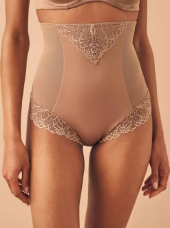 Next Super High Waist Briefs Firm Tummy Control Shaping Briefs Neutral/Tan Brown