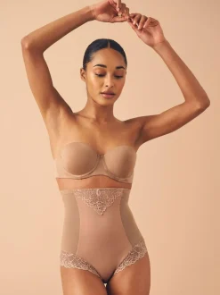 Next Super High Waist Briefs Firm Tummy Control Shaping Briefs Neutral/Tan Brown