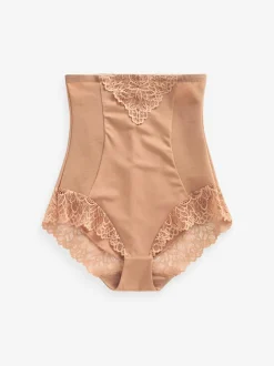 Next Super High Waist Briefs Firm Tummy Control Shaping Briefs Neutral/Tan Brown