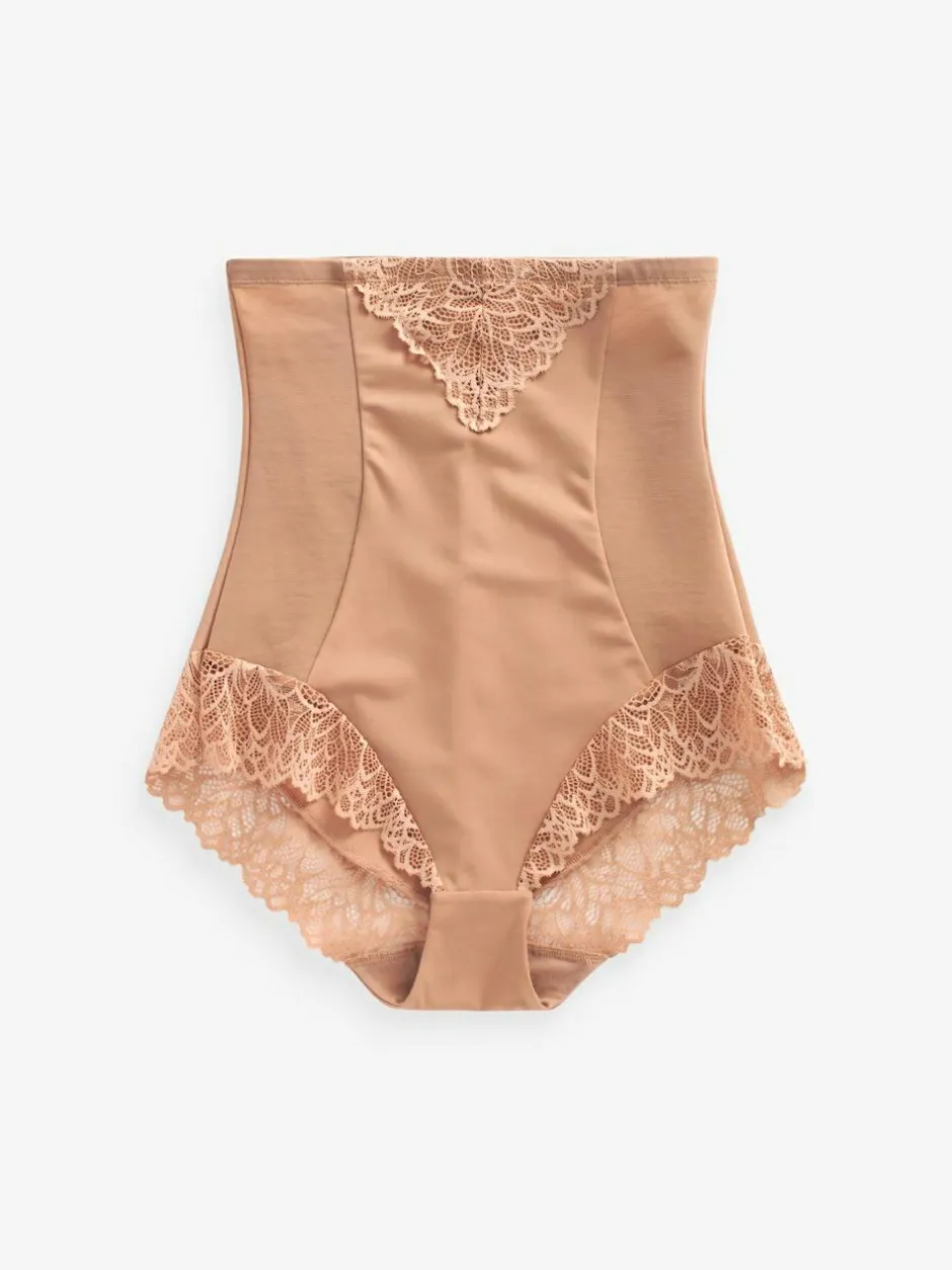 Next Super High Waist Briefs Firm Tummy Control Shaping Briefs Neutral/Tan Brown