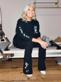 Never Fully Dressed Cotton Flare Leggings Black Embroidery New
