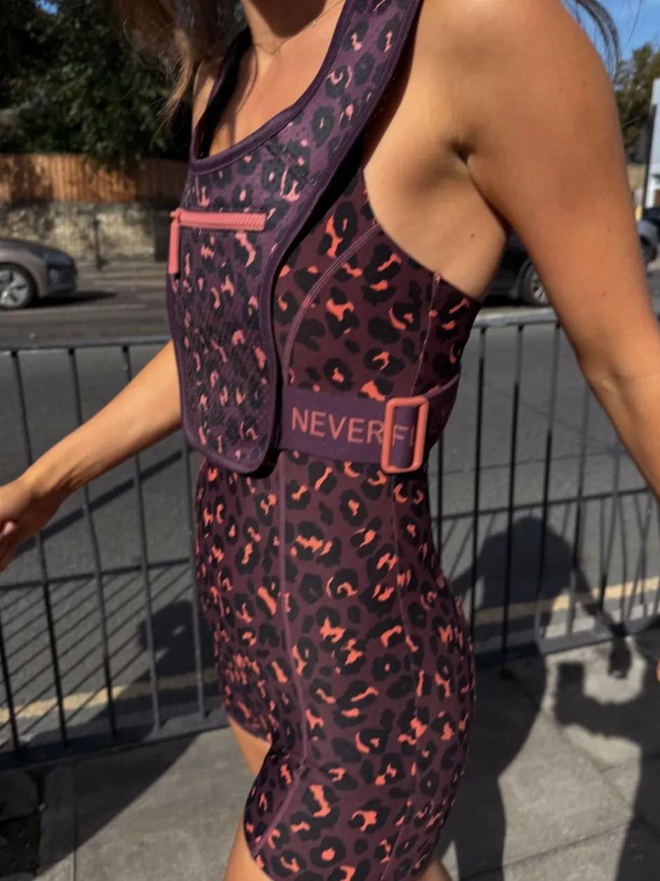 Never Fully Dressed Burgandy Leopard Running Vest Discount