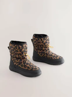 Never Fully Dressed Burgundy Leopard Nylon Padded Boots Discount