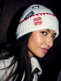 Never Fully Dressed Cream Embroidered Beanie Hot