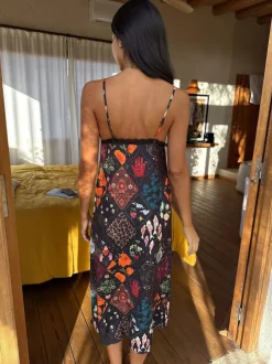 Never Fully Dressed Night Garden Satin Long Line Robe New