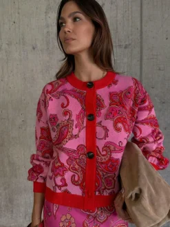 Never Fully Dressed Pink Paisley Oslo Cardigan