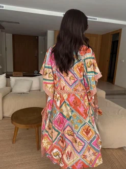 Never Fully Dressed Pink/Orange Cotton Blend Kimono Sale