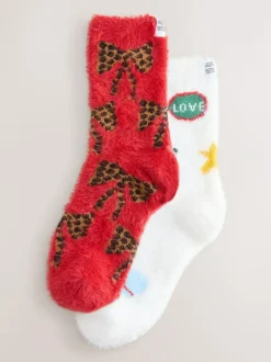 Never Fully Dressed Red/White Elements Cosy Socks 2 Pack Outlet