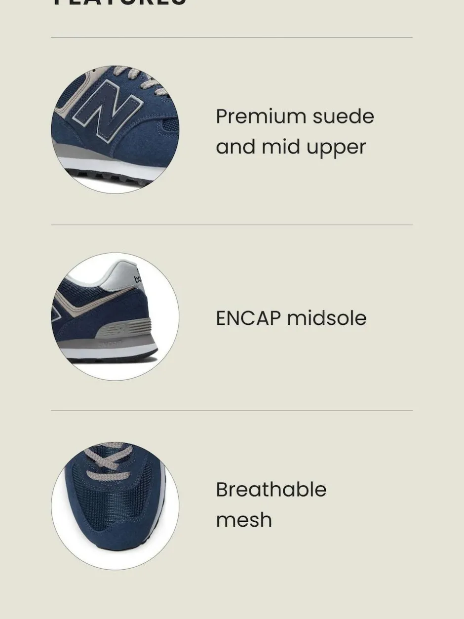 New Balance Navy Blue Mens 574 Trainers Sale