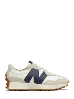 New Balance White/Navy Blue 327 Trainers Hot