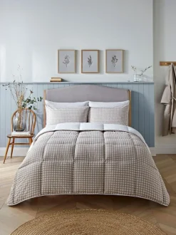 Night Lark Gingham 10.5 Tog Coverless Duvet 10.5 Tog Set Taupe Sale