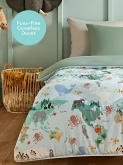 Night Lark Junior Coverless Duvet Set 4.5 4.5 Tog Tog Animal Atlas Sale