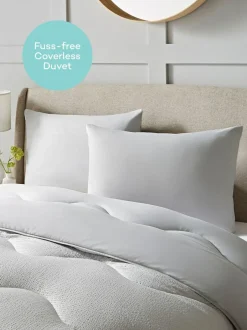 Night Lark Seersucker Coverless Duvet and Pillowcase 10.5 Tog Set Nordic Mist Grey Sale
