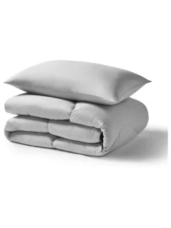 Night Lark Seersucker Coverless Duvet and Pillowcase 10.5 Tog Set Nordic Mist Grey Sale