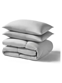 Night Lark Seersucker Coverless Duvet and Pillowcase 10.5 Tog Set Nordic Mist Grey Sale