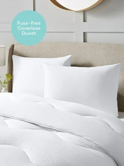 Night Lark Seersucker Coverless Duvet and Pillowcase 10.5 Tog Set Polar White Sale